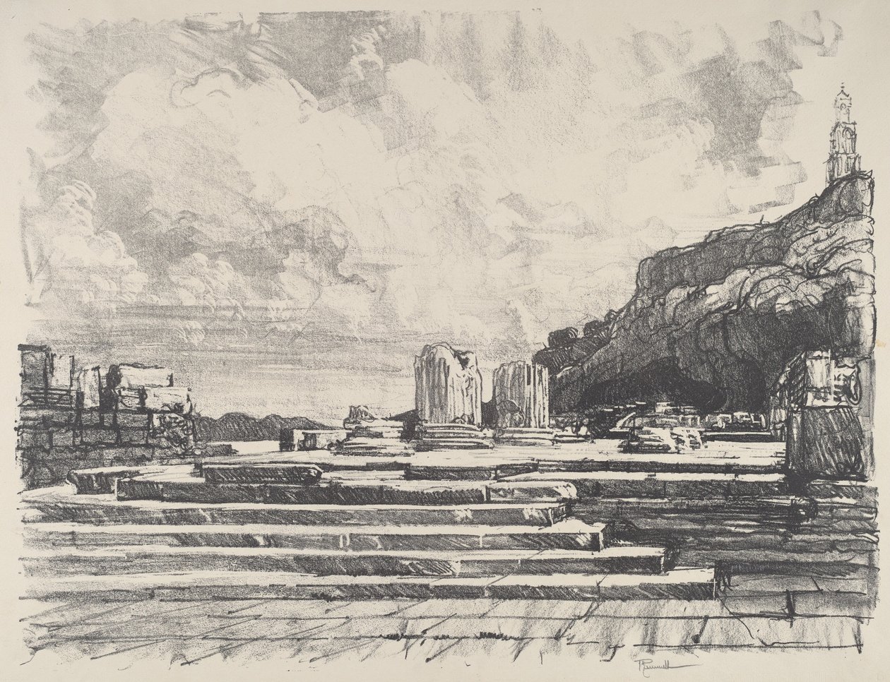 Eleusis, chodnik świątyni autorstwa Joseph Pennell