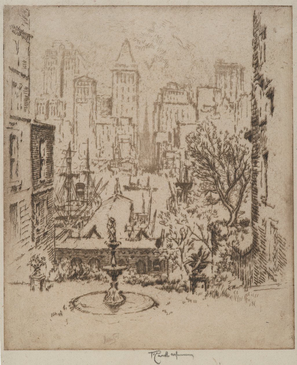 Od Clark Street do Wall Street, 1924 autorstwa Joseph Pennell