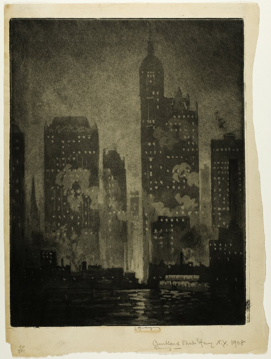 Z promu Courtlandt Street autorstwa Joseph Pennell
