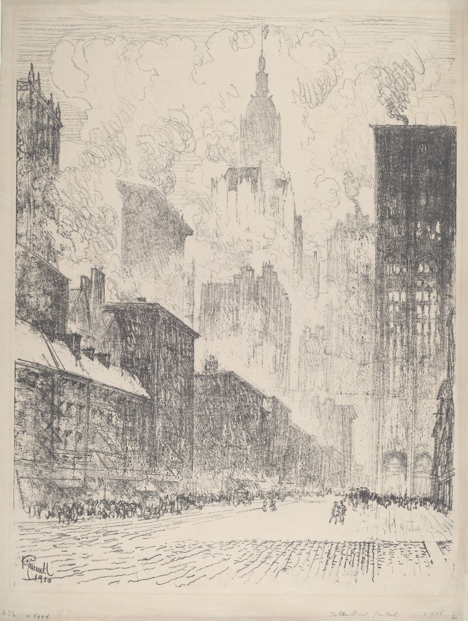 Z Fulton Street, 1910. autorstwa Joseph Pennell