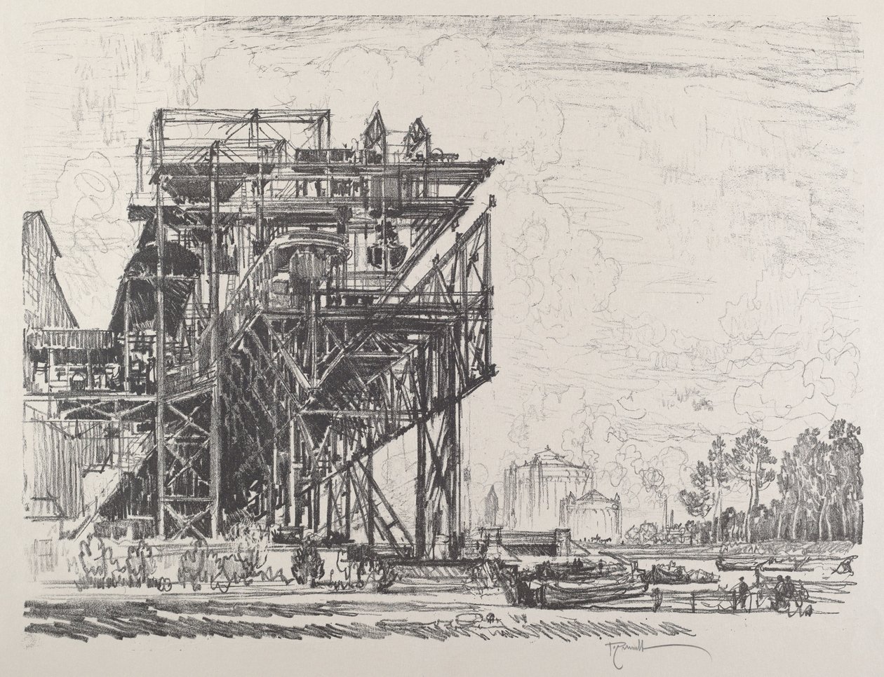 Gazownia z kanału, Berlin autorstwa Joseph Pennell