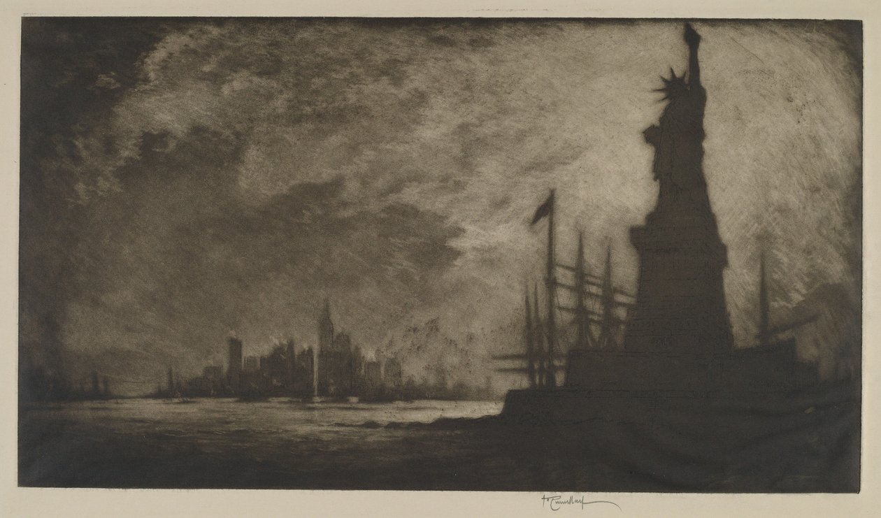 Zdrowaś Ameryko, 1908. autorstwa Joseph Pennell