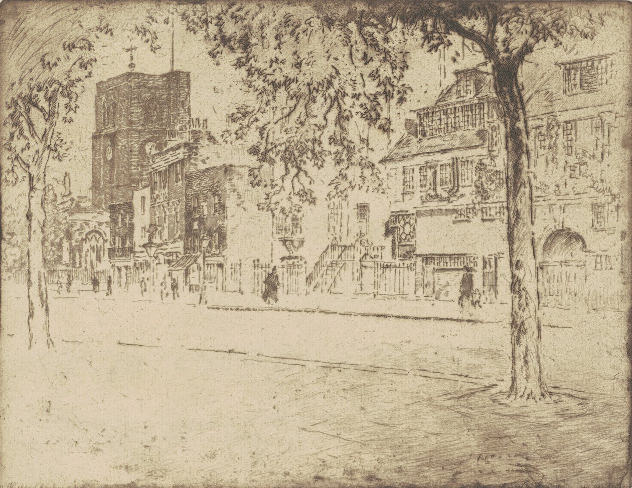 Dom, w którym zmarł Whistler, 1904. autorstwa Joseph Pennell