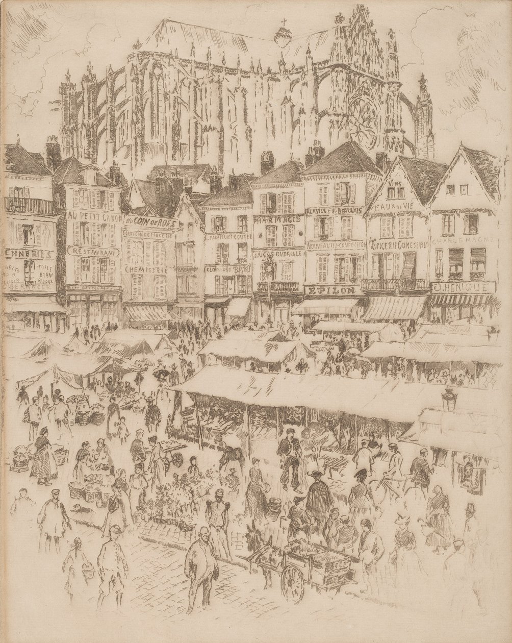 Miejsce, Beauvais, 1907. autorstwa Joseph Pennell