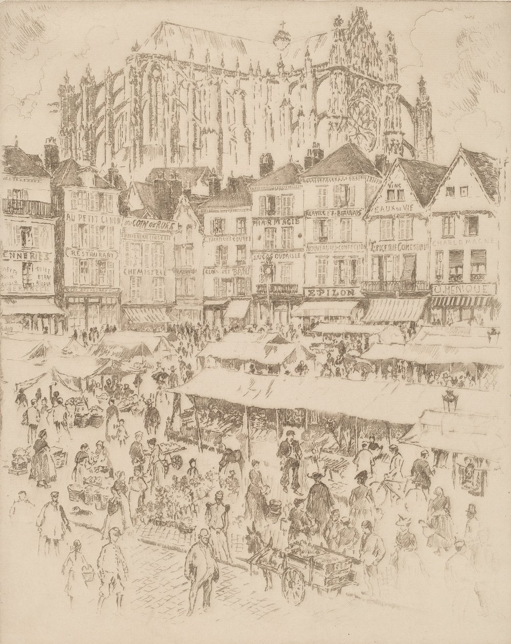 Miejsce, Beauvais, 1907. autorstwa Joseph Pennell