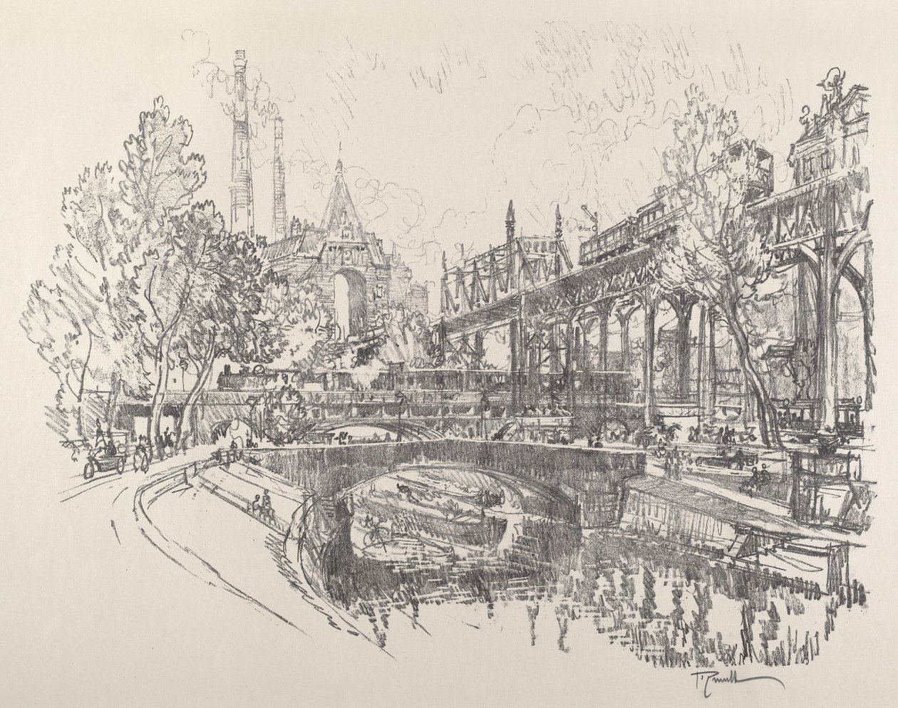 Kanał Landwehry, Berlin autorstwa Joseph Pennell
