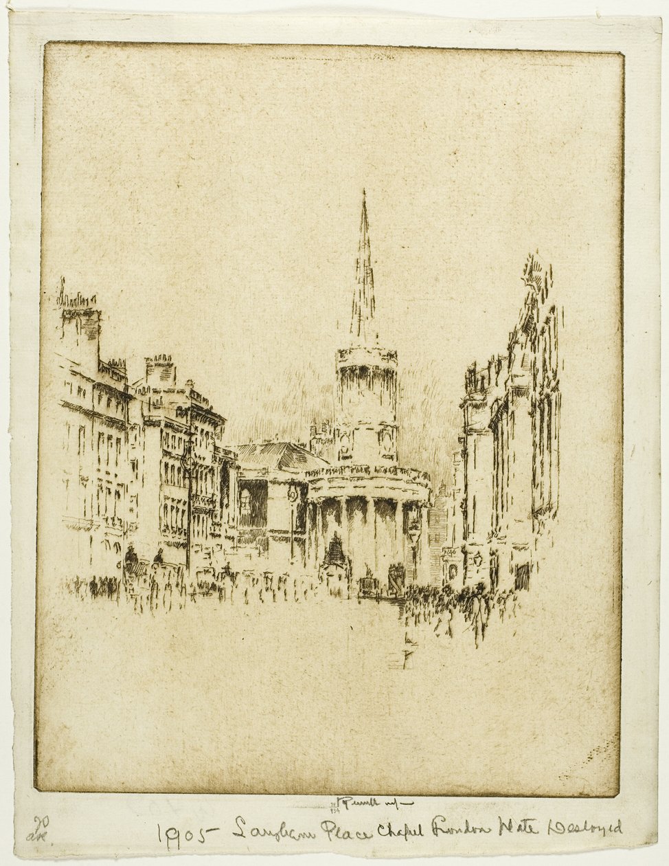 Kaplica Langham Place autorstwa Joseph Pennell