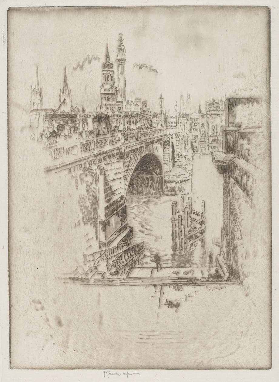 Schody na moście londyńskim autorstwa Joseph Pennell