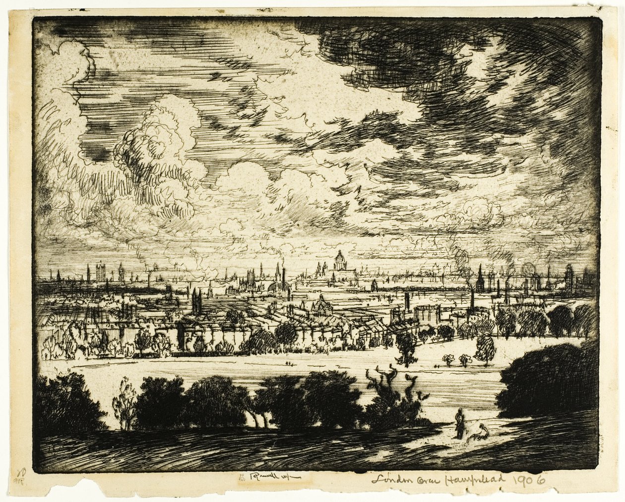 Londyn nad Hampstead autorstwa Joseph Pennell