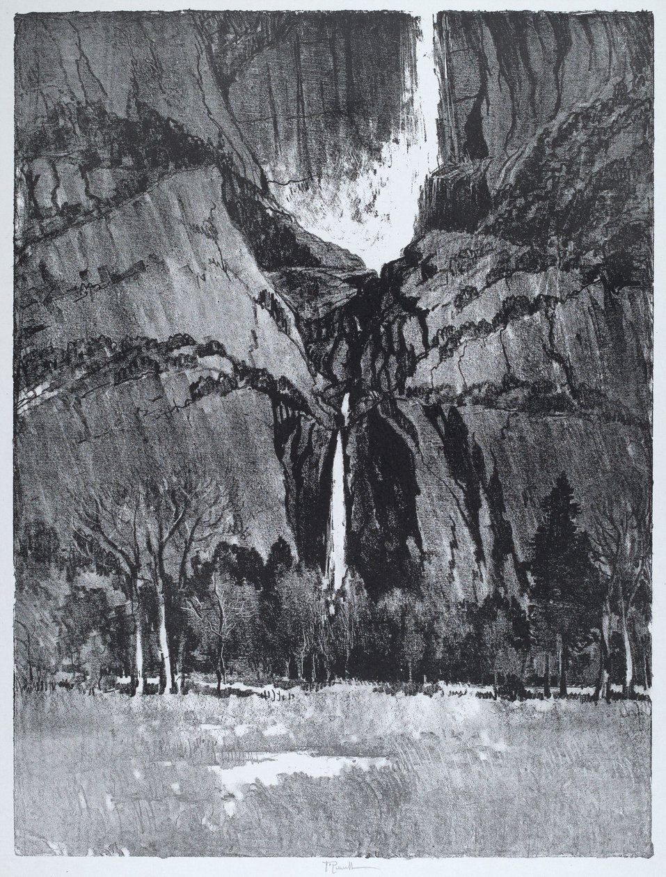 Dolne Wodospady, Yosemite autorstwa Joseph Pennell