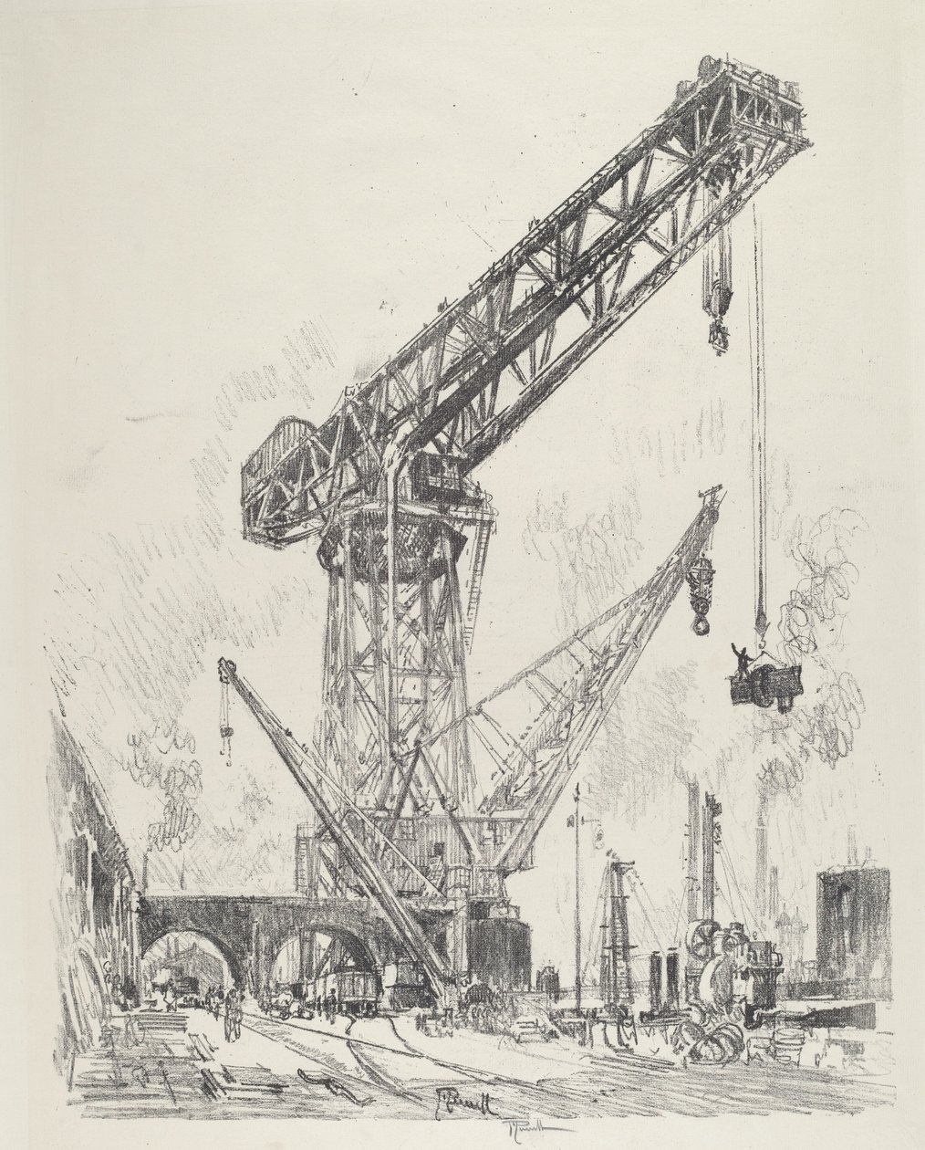 Wyprodukowany w Niemczech, Wielki Żuraw, 1916. autorstwa Joseph Pennell