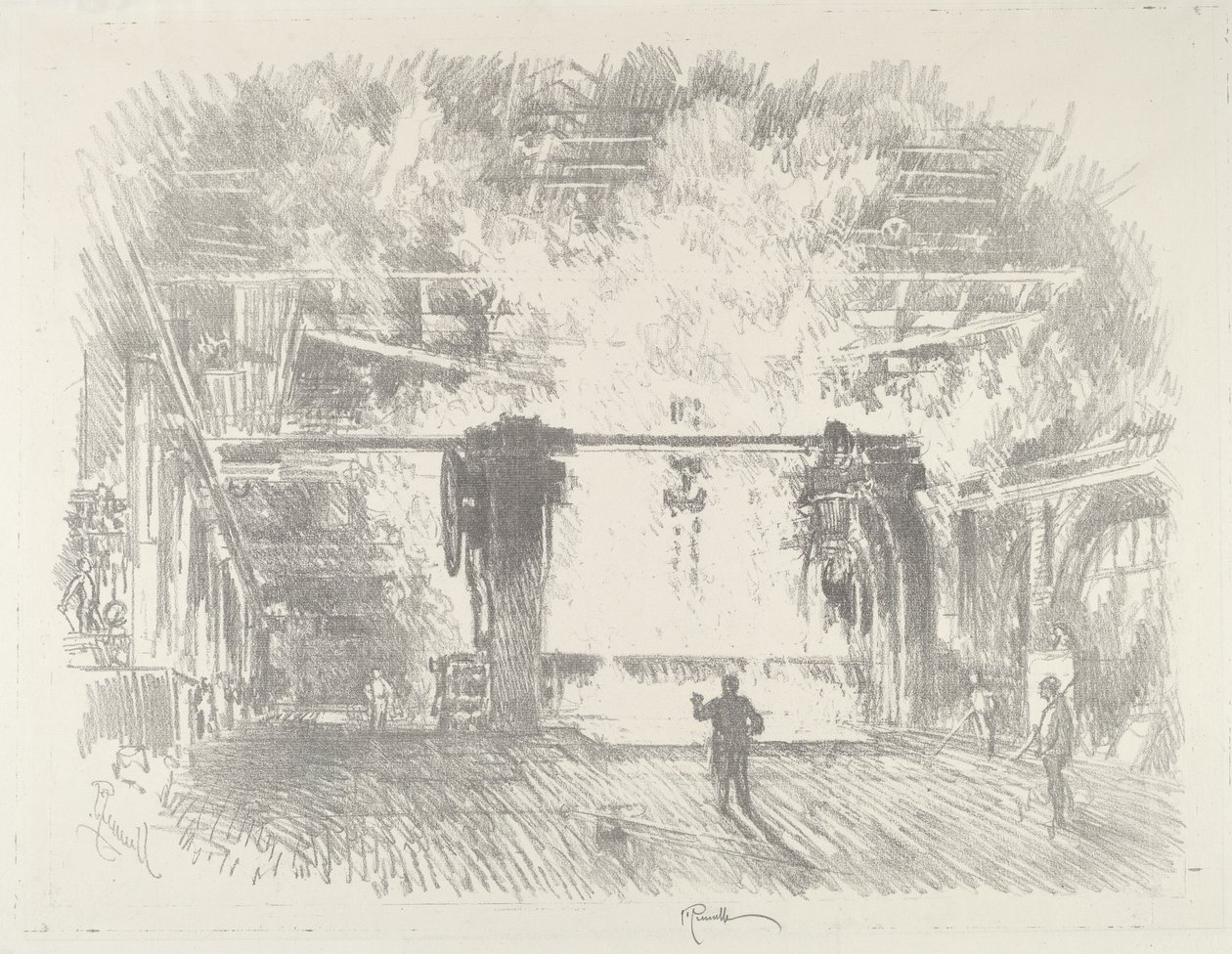 Wykonywanie płyty pancernej, 1916. autorstwa Joseph Pennell