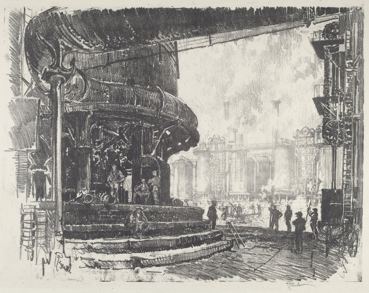 Produkcja surówki żelaza autorstwa Joseph Pennell