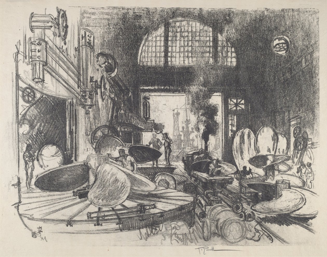 Wykonywanie łopat śmigła, 1917. autorstwa Joseph Pennell