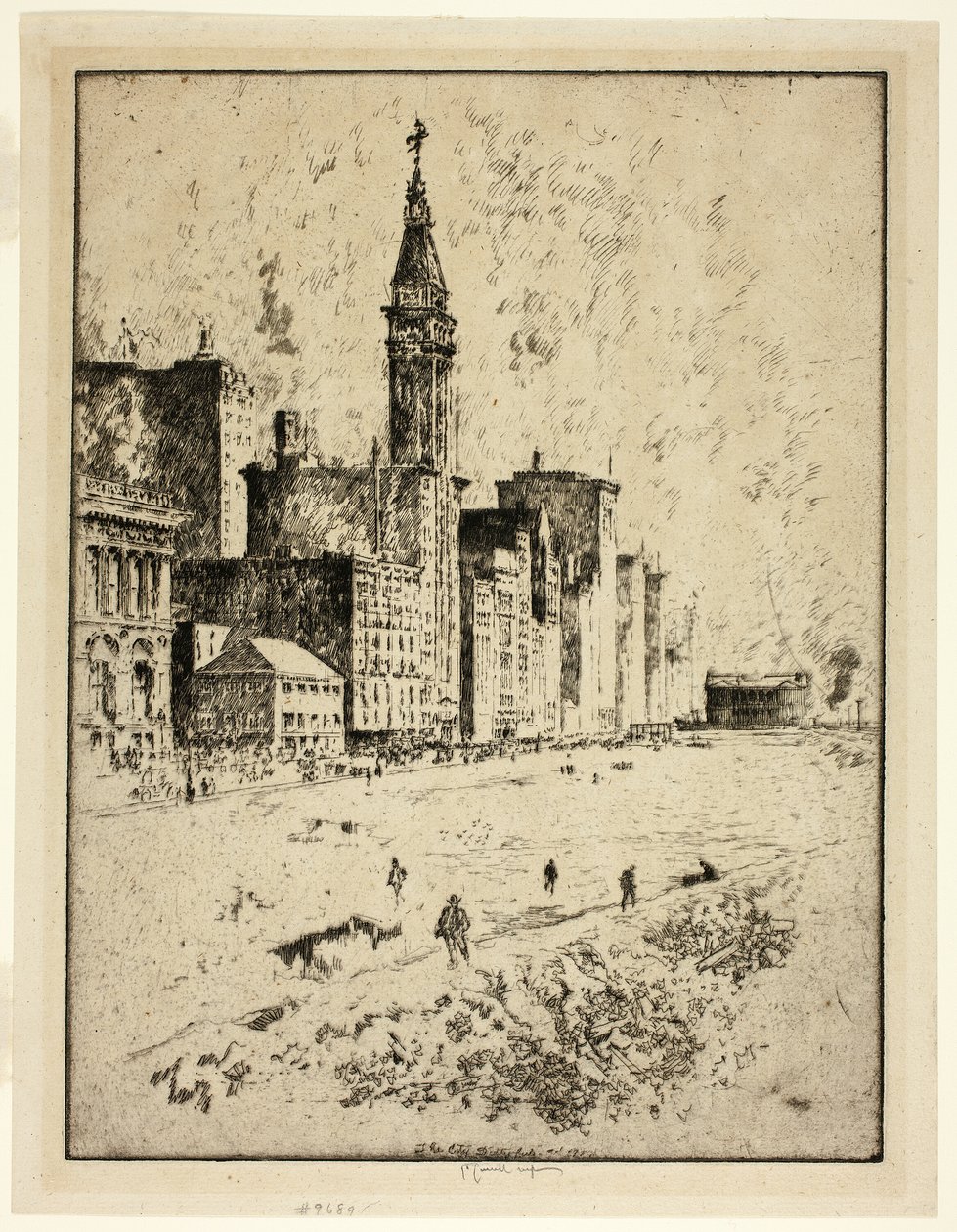 Michigan Avenue, Chicago (Brudne miasto) autorstwa Joseph Pennell
