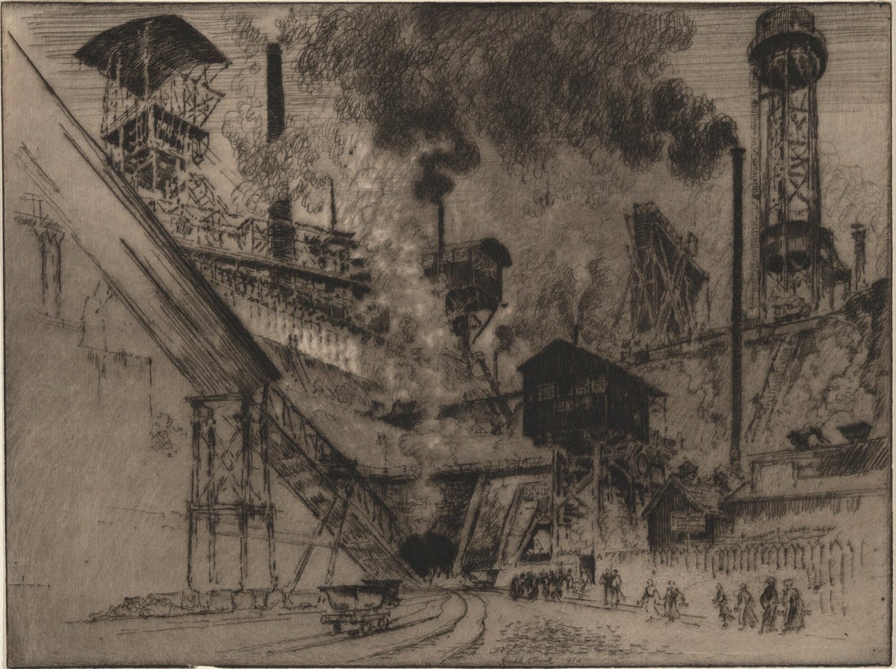 Ujście kopalni, Ruhrort koło Oberhausen autorstwa Joseph Pennell