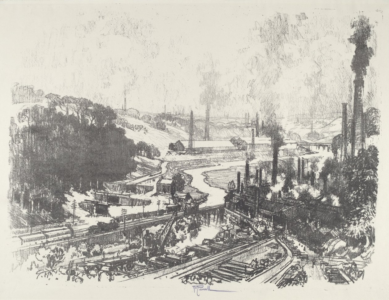 Zakłady zbrojeniowe, 1916. autorstwa Joseph Pennell