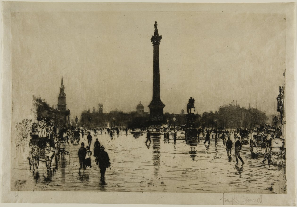 Pomnik Nelsona, Trafalgar Square, Londyn autorstwa Joseph Pennell