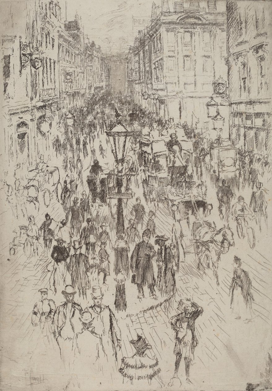 New Oxford Street, Londyn, 1893. autorstwa Joseph Pennell