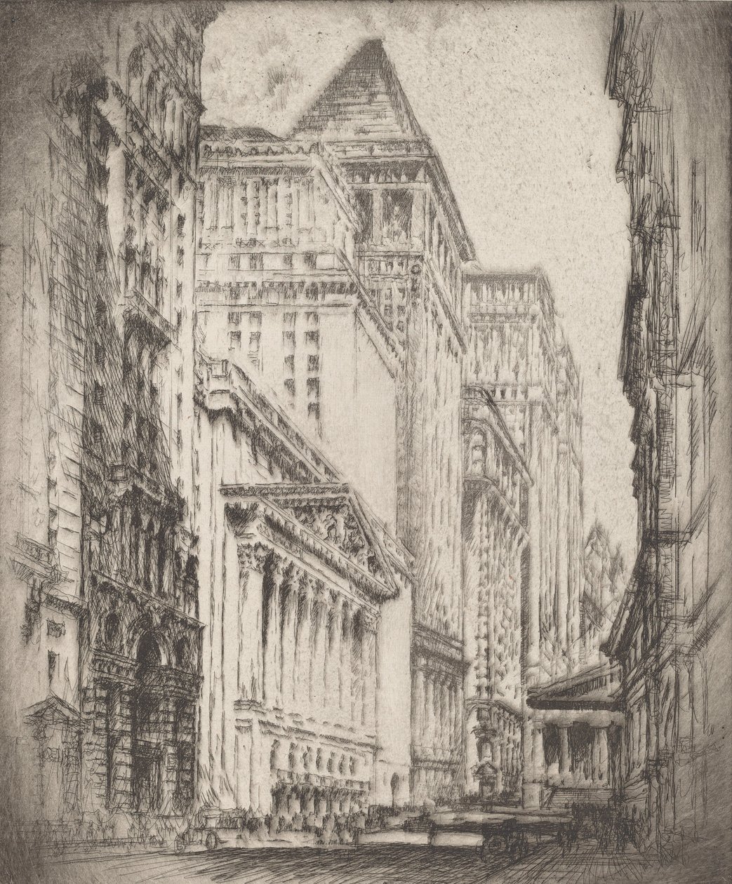 Giełda nowojorska, 1923. autorstwa Joseph Pennell