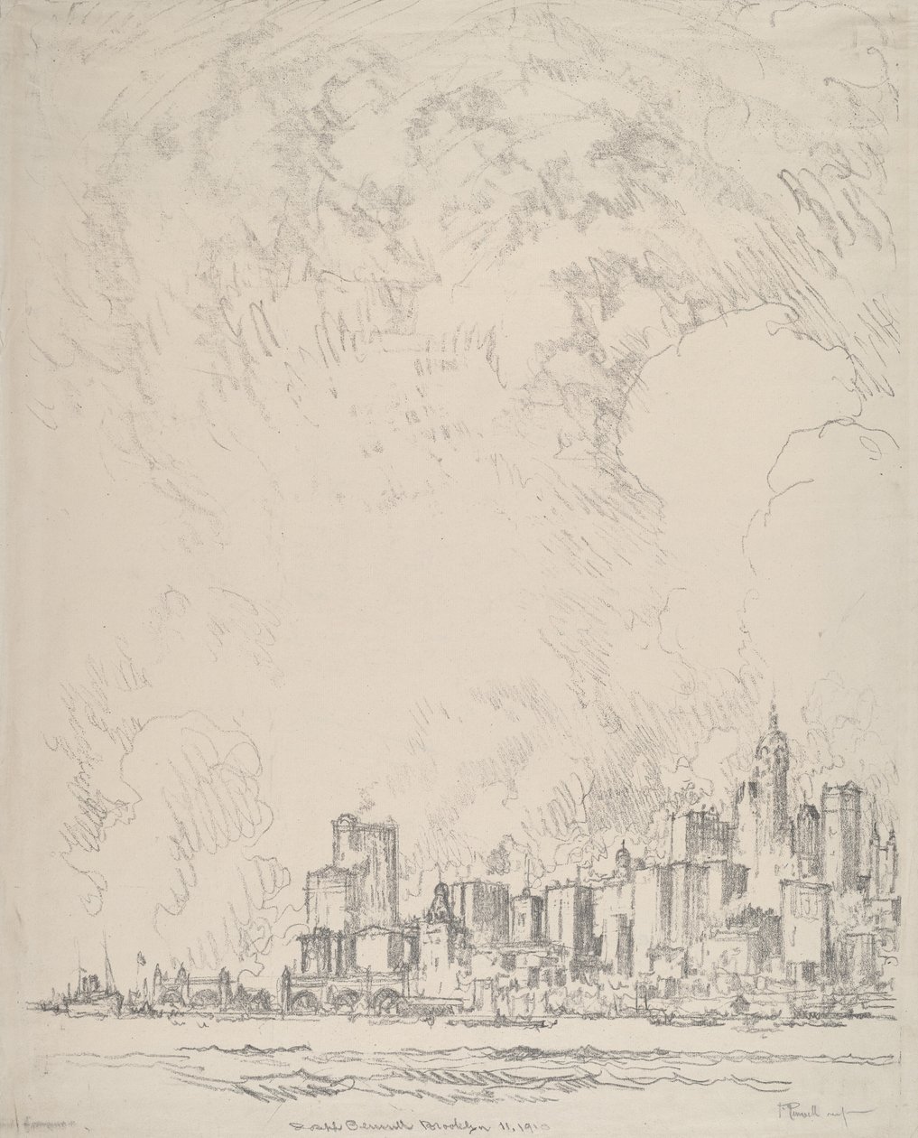 Nowy Jork z Brooklynu, 1910. autorstwa Joseph Pennell