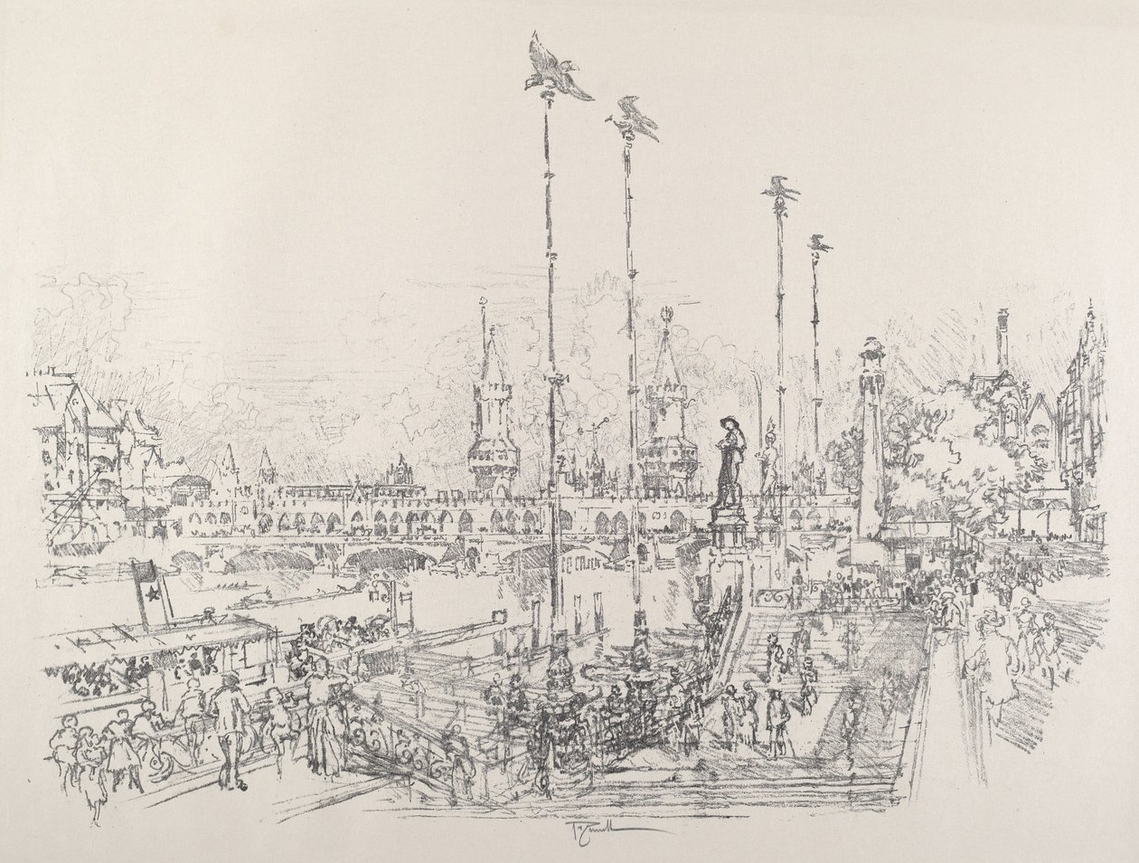 Most Oberbaum, Berlin autorstwa Joseph Pennell