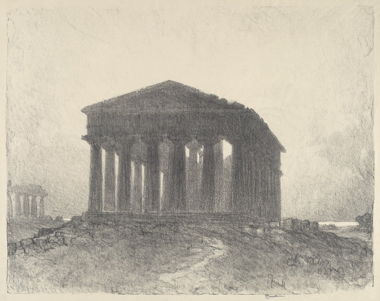 Paestum, Wieczór, 1913. autorstwa Joseph Pennell