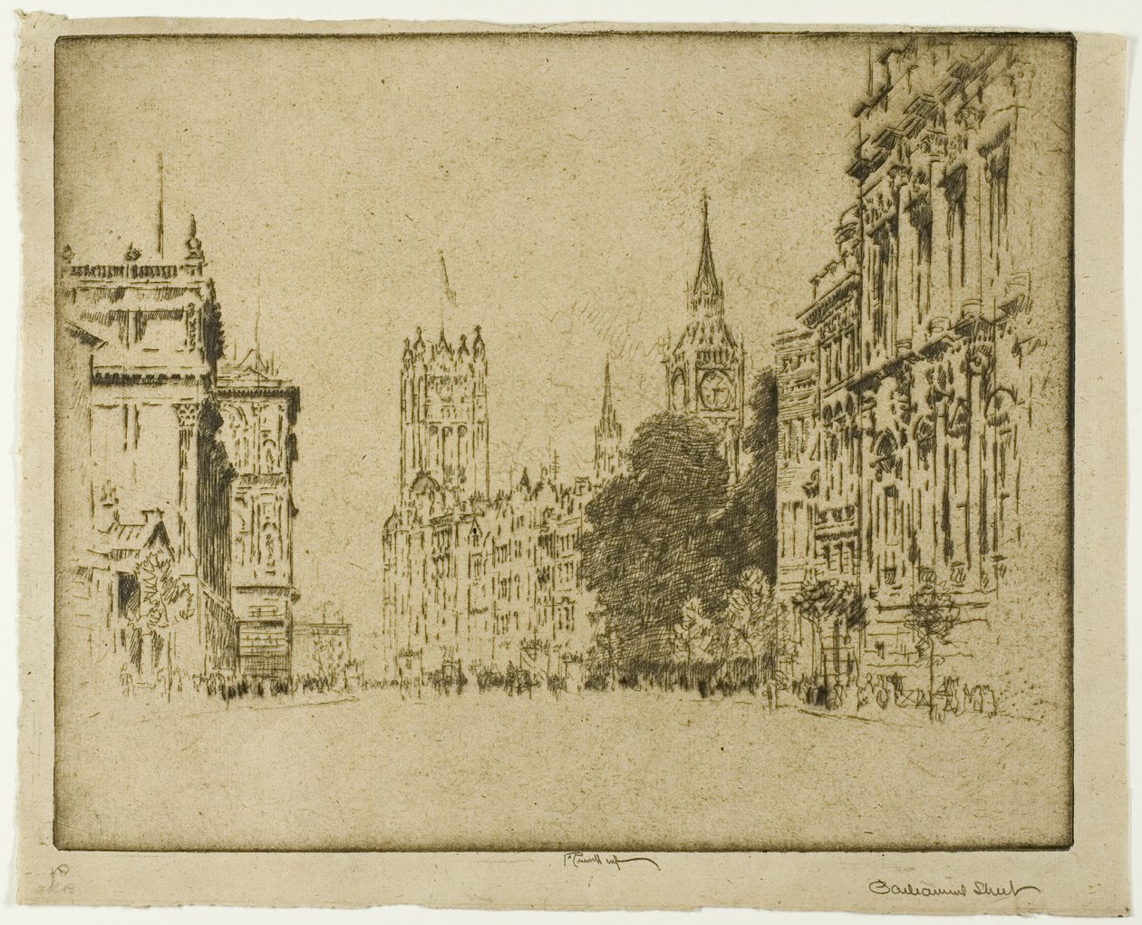 Ulica Parlamentu, Westminster autorstwa Joseph Pennell