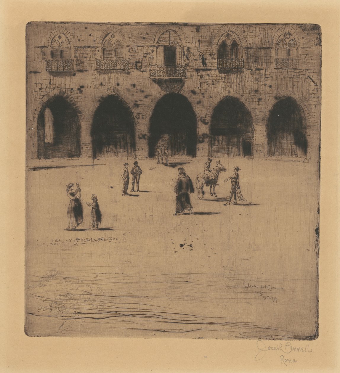 Ratusz, Pistoia autorstwa Joseph Pennell
