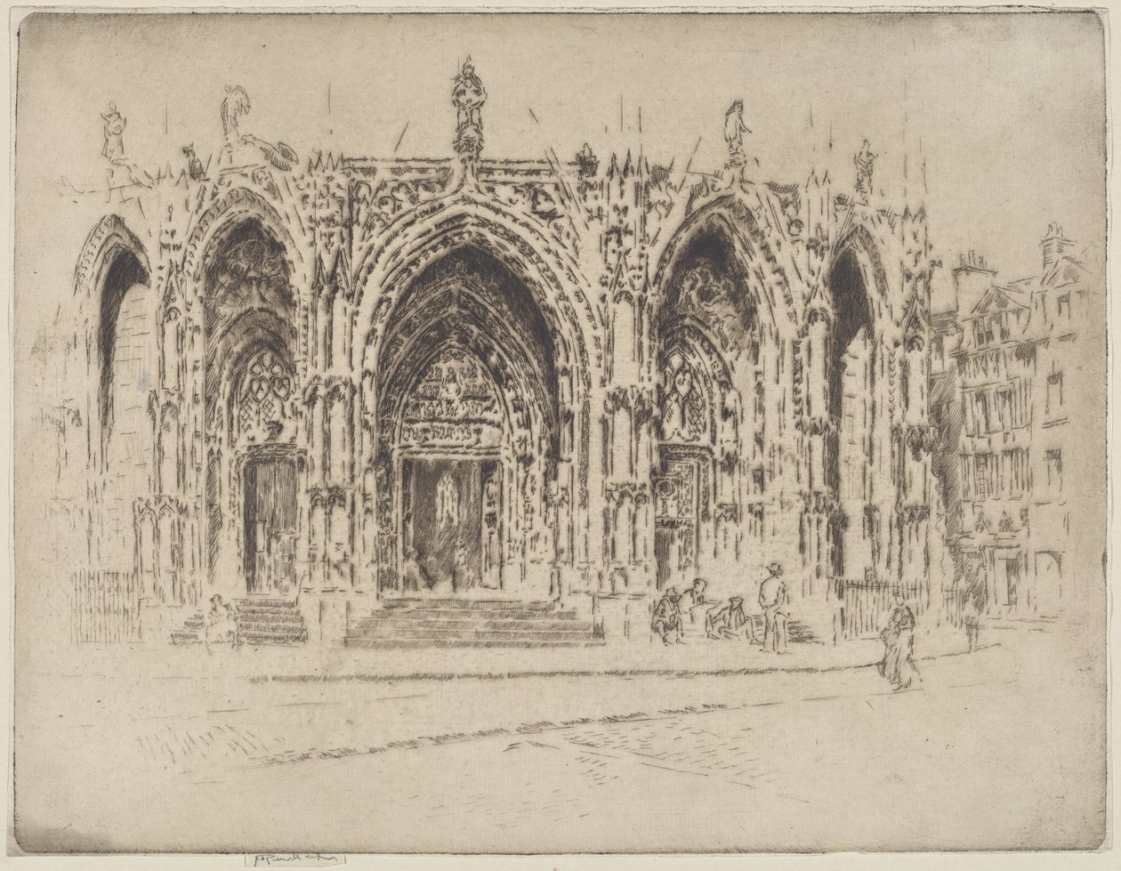 Ganek San Maclou, Rouen autorstwa Joseph Pennell