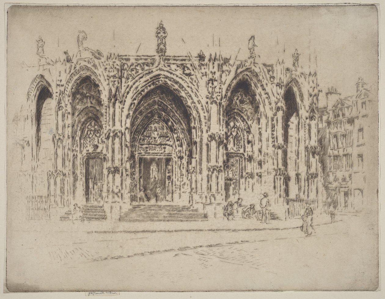 Kruchta kościoła Saint-Maclou, Rouen autorstwa Joseph Pennell