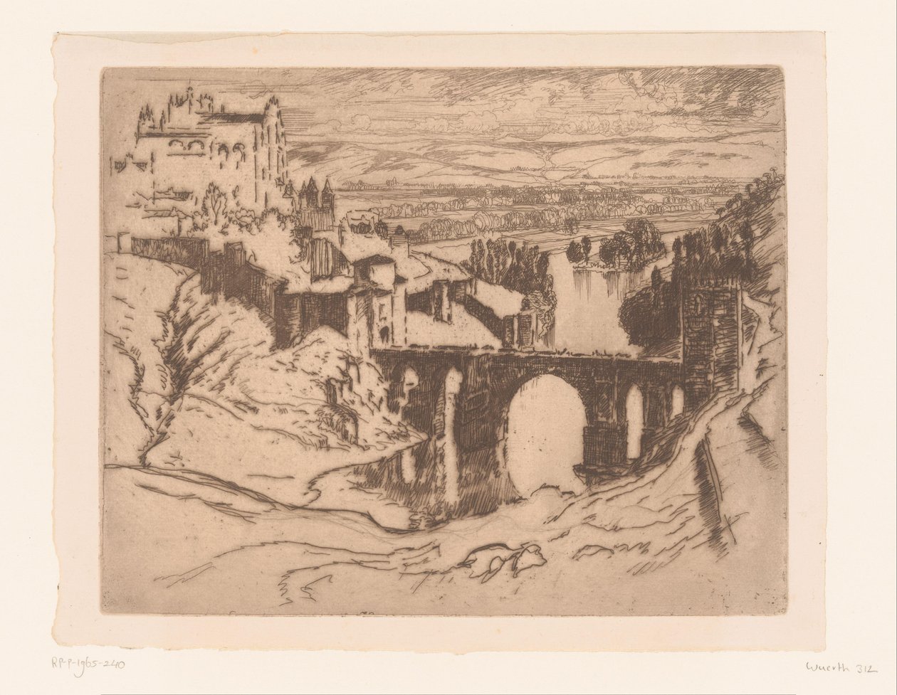 Most Alcantara w Toledo Most św. Marcina, Toledo autorstwa Joseph Pennell