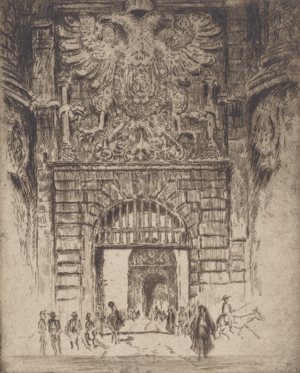 Brama Visagara, Brama Madrytu, Toledo, 1904. autorstwa Joseph Pennell