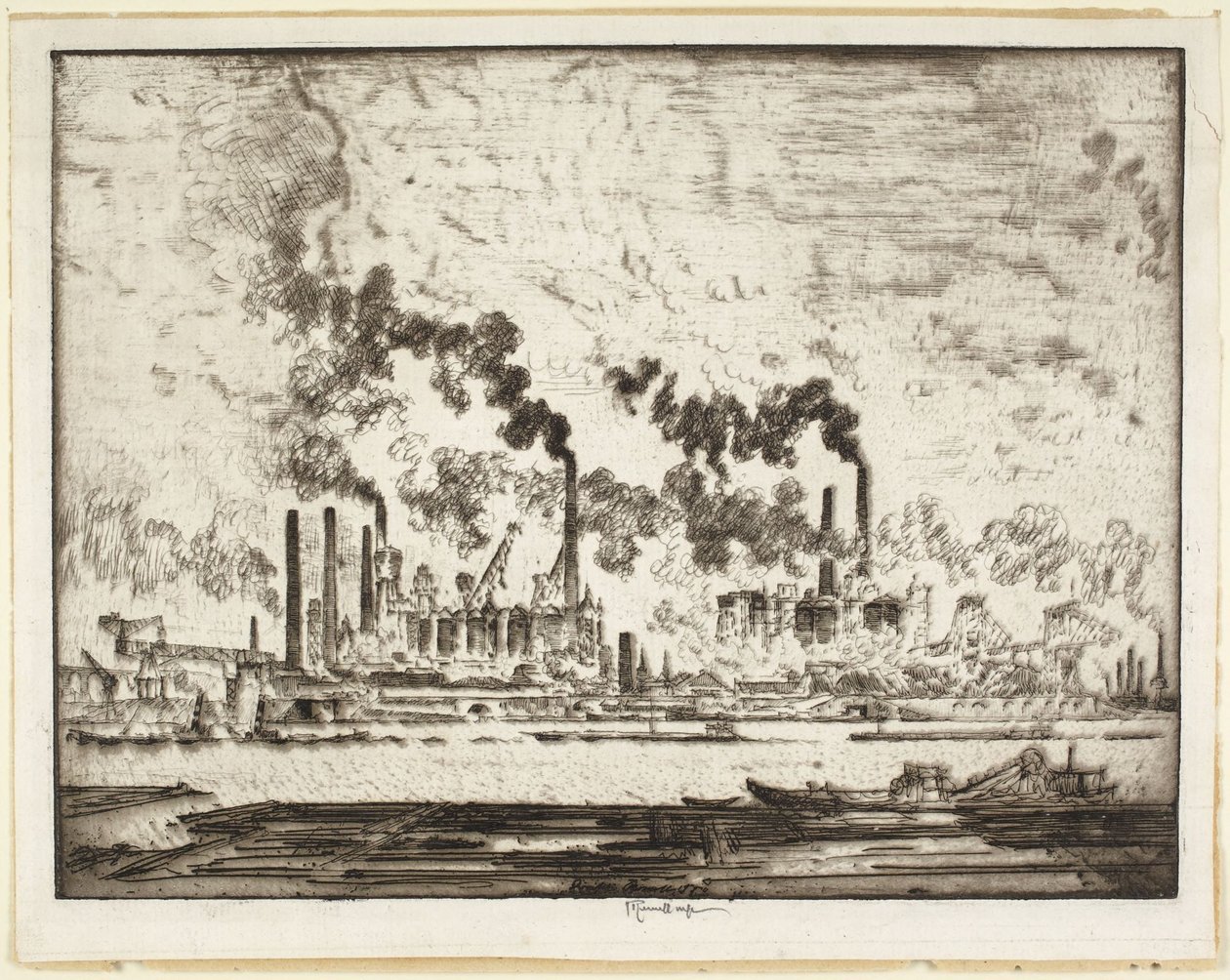 Zamki nad Renem, Duisburg autorstwa Joseph Pennell