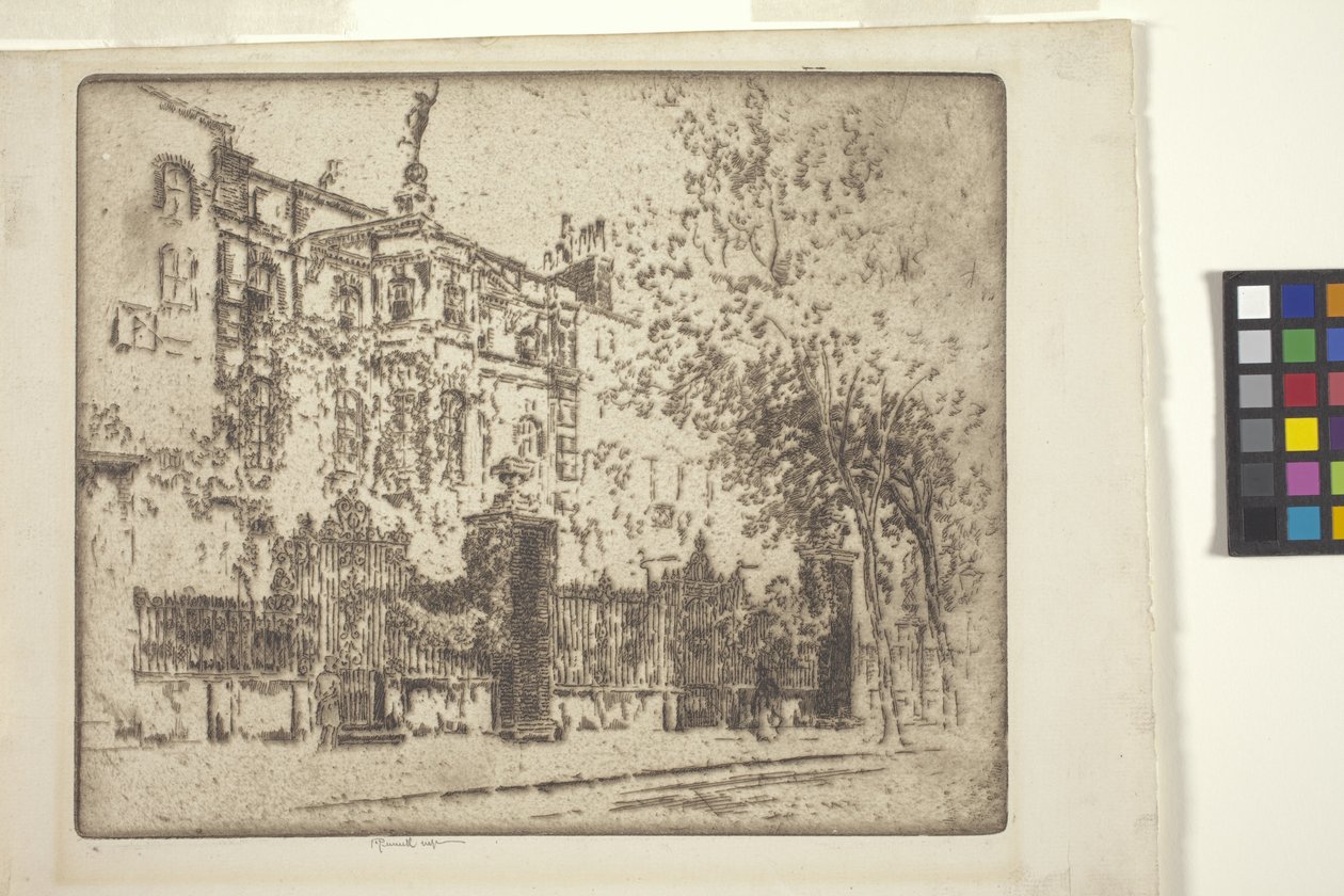 Dom Rossettiego (akwaforta) autorstwa Joseph Pennell