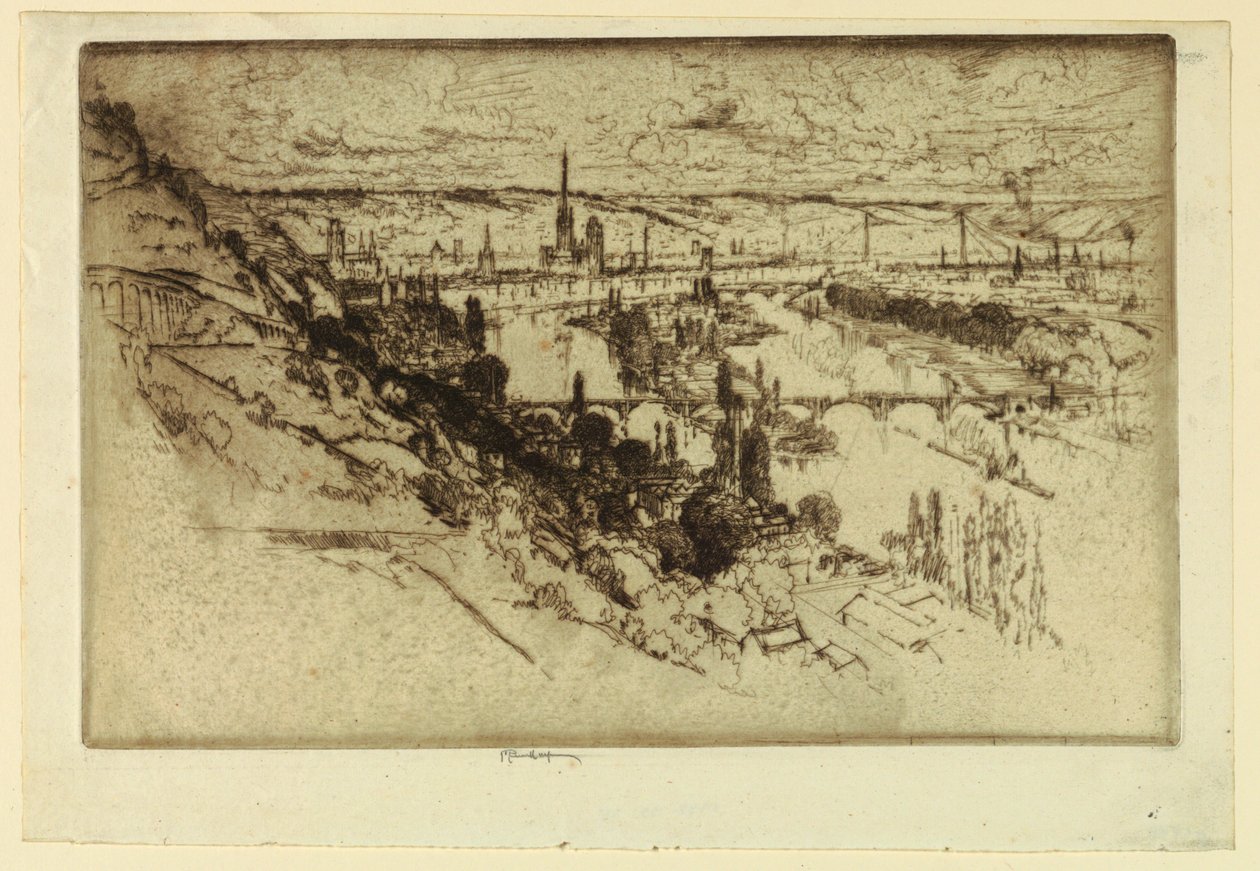 Rouen z Bon Secours autorstwa Joseph Pennell