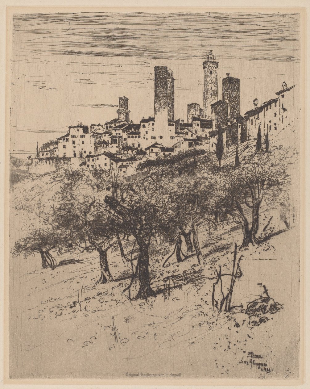 Św. Gimignano autorstwa Joseph Pennell