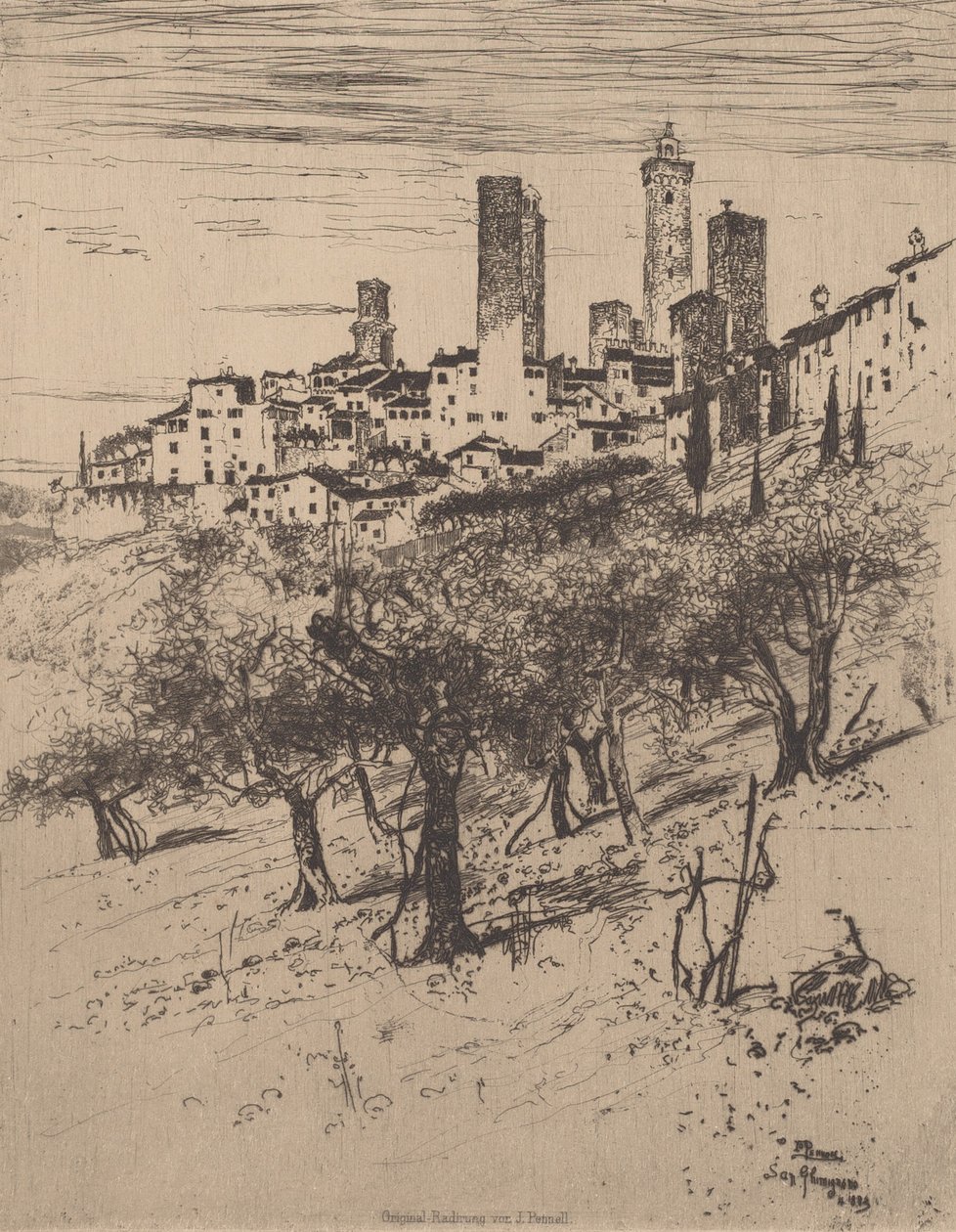 San Gimignano, 1883. autorstwa Joseph Pennell
