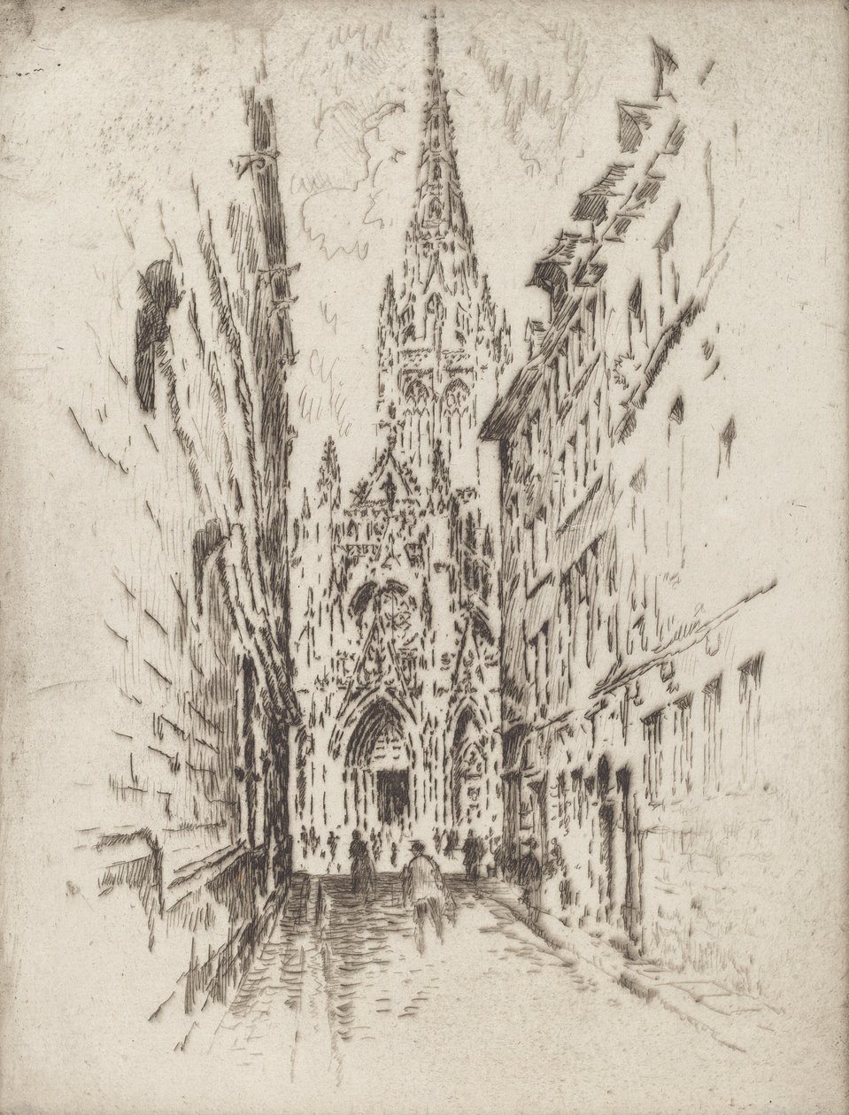San Maclou, Rouen, 1907. autorstwa Joseph Pennell
