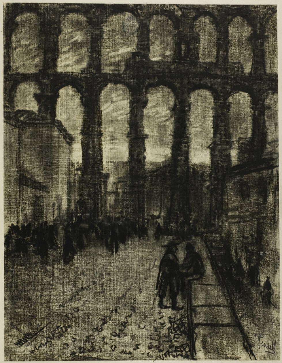 Segovia, Akwedukt z Rynku autorstwa Joseph Pennell