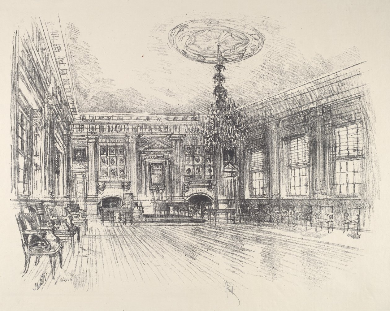 Pokój sygnatariuszy, Sala Niepodległości autorstwa Joseph Pennell