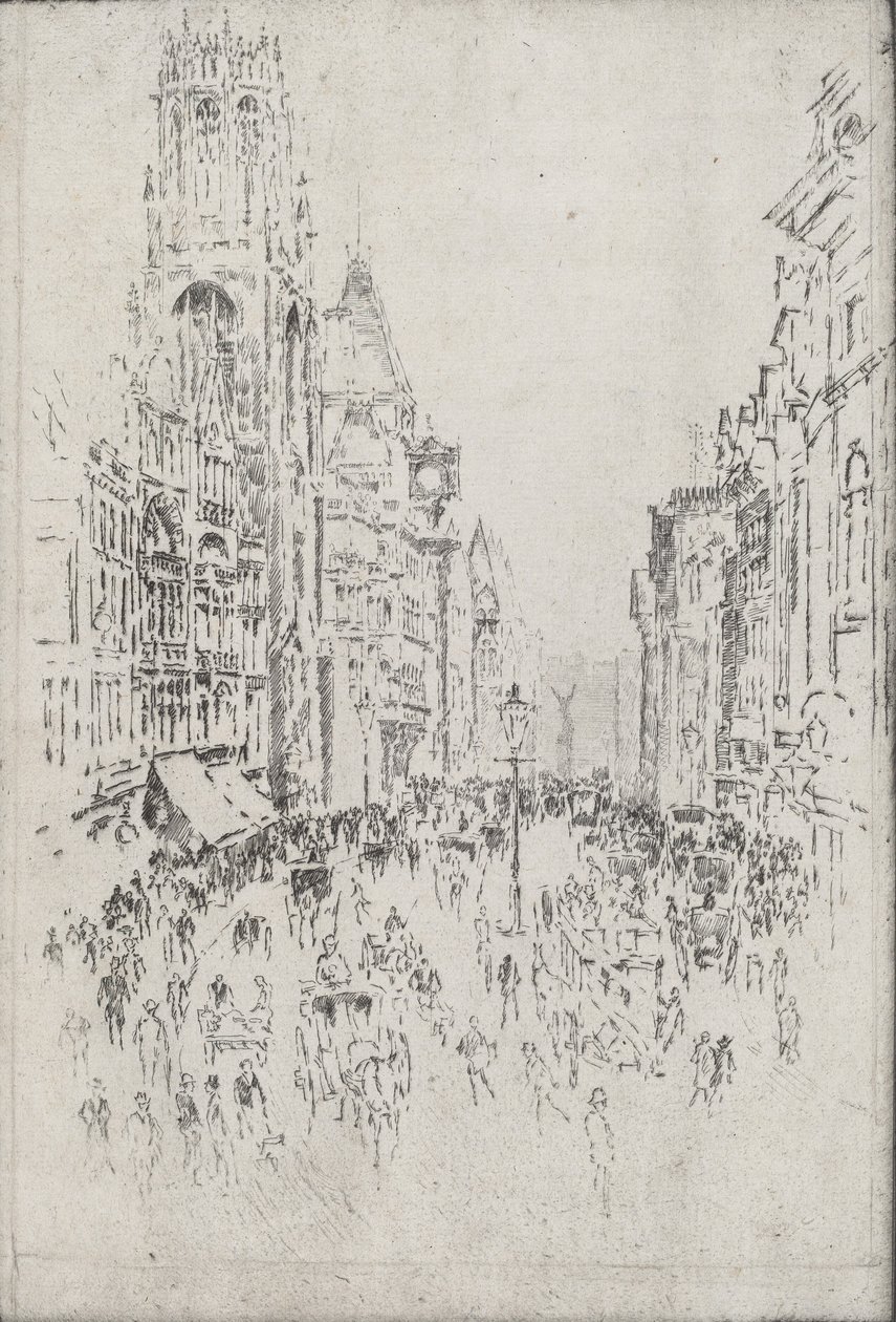 Św. Dunstana, Fleet Street, 1903. autorstwa Joseph Pennell