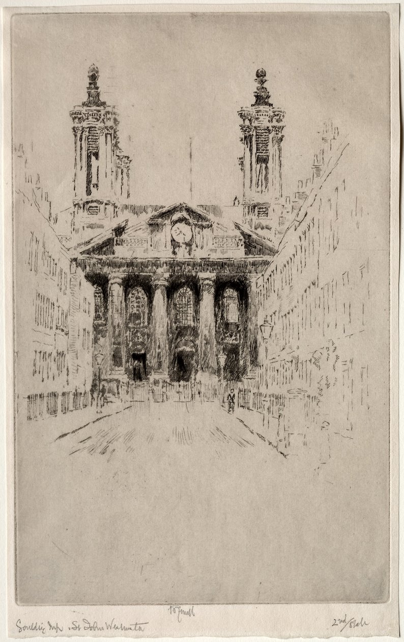 St Johns, Westminster, 1895. autorstwa Joseph Pennell