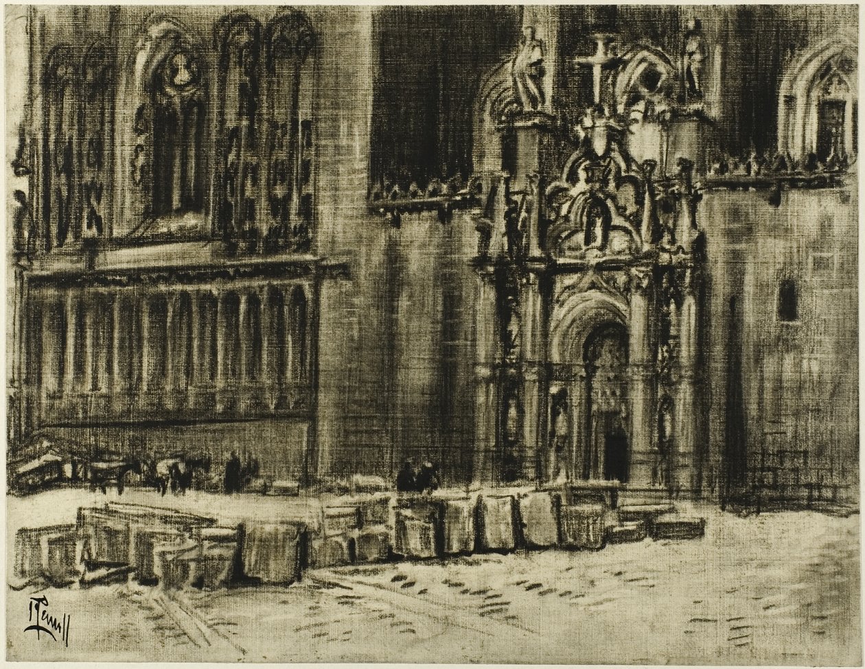 Św. Juan de los Reyes, drzwi i łańcuchy autorstwa Joseph Pennell