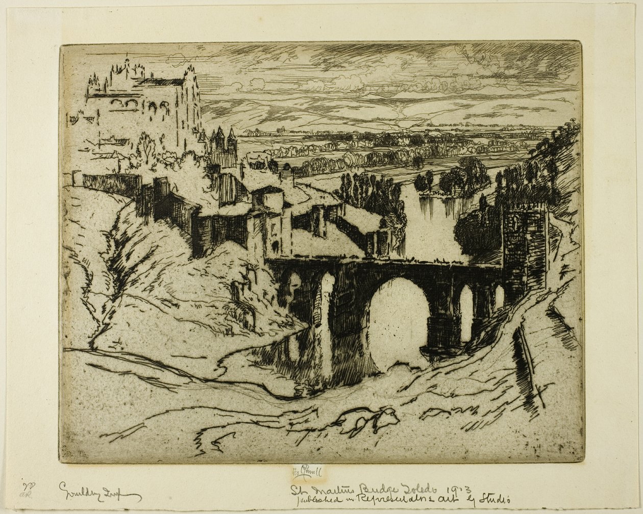 Most św. Marcina, Toledo autorstwa Joseph Pennell