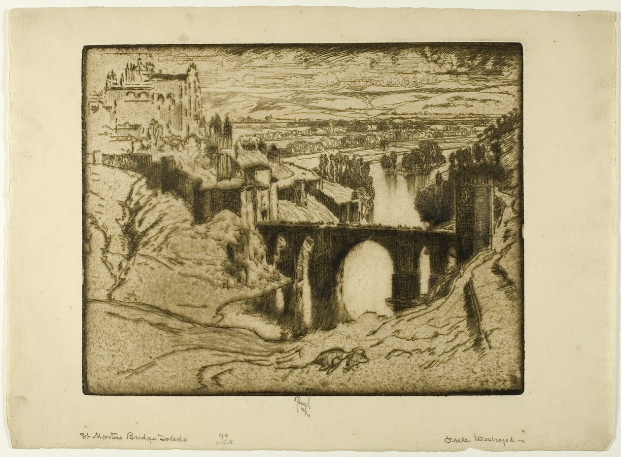 Most Świętego Marcina, Toledo autorstwa Joseph Pennell
