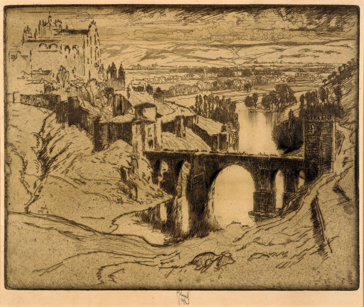 Most św. Marcina, Toledo autorstwa Joseph Pennell