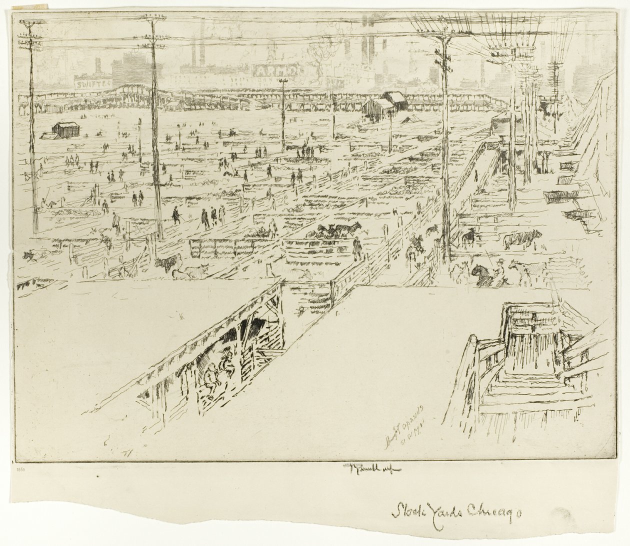 Stock Yard, Chicago autorstwa Joseph Pennell