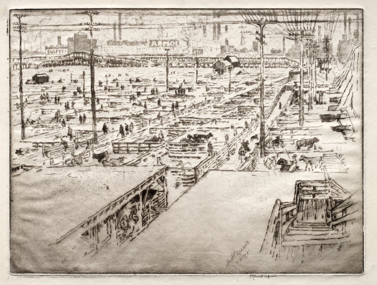 Stocznie, Chicago autorstwa Joseph Pennell