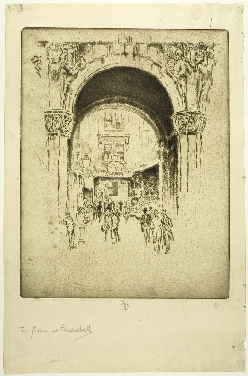 Łabędź w Leadenhall autorstwa Joseph Pennell